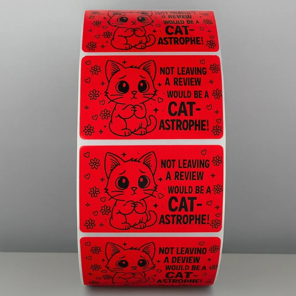 Cat Review Stickers – Cute Not Leaving a Review Would Be a Catastrophe Labels